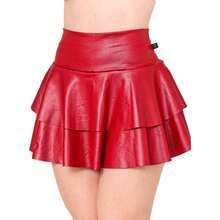 Short Skirt In Double Layer Cirre Ruffle Party/Club High Waist - 紅色 - 查看 7