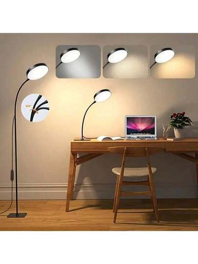 1pc LED Adjustable Bracket Vloer Lamp, Gooseneck Tafel Lamp Living Room, Portable Detachable USB Dimmable Reading Eye Ambient Study Bedroom