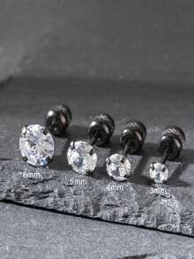 1PC- Simple, Stylish, Light And Luxurious Flat Spiral Stainless Steel Earrings, Small Unisex Hypoallergenic Cartilage Earrings, Double Round Cubic Zirconia Spiral Earrings, Birthday Graduation Season Valentine's Day Halloween Gifts Suitable For Men And Women To Wear On All Occasions.