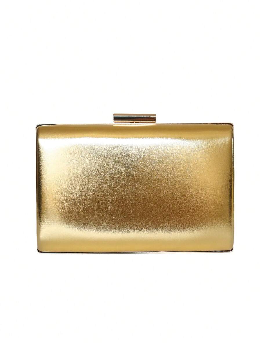 Gold Shiny Clutch Bag, Formal Evening Bag For Wedding Party, Banquet, Prom - Gold - View 1