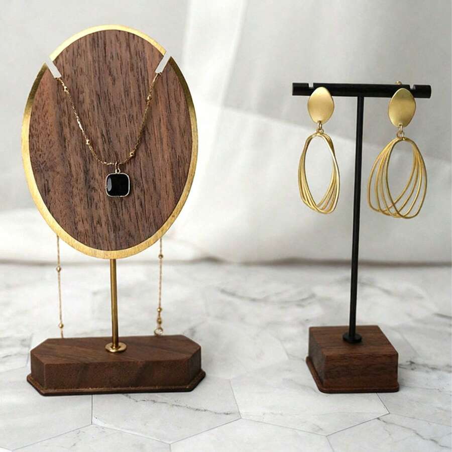 1 件珠宝展示架、铜木项链、耳环、珠宝展示、珠宝展示道具、珠宝摄影、展览展示 - 彩色 - 查看 1