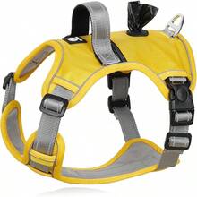 Pechera para Perro Chico Mediano Grande, Arnés para Perros Ajustable Reflectante Sin Tirones con Bolsa de Almacenamiento y Asa de Control para Caminar Viajar Entrenar Perros Accesorios - Amarillo - Ver 1