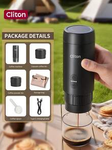 CLITON 米色/黑色/绿色便携式意式咖啡机（单台或礼盒套装，包含1800mAh磨豆机和500mAh奶泡器） - 可充电咖啡机三件套，适合旅行、露营、办公室、厨房使用 - 圣诞节、新年、情人节、感恩节、母亲节、父亲节的完美礼物！ - 轻松制作完美的拿铁和卡布奇诺！