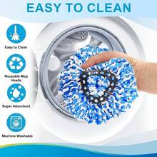 O Cedar 8 Pack Spin Mop RinseClean 2 System, Microfiber Reusable Mop Refills, 6 Mop Heads+ 1 Mop Base And 1 Scrub Brush Combo Set - 藍色 - 查看 5