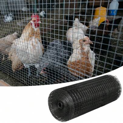 Hardware Cloth, tamaño de malla de 36" x 50' y 1"x1", cerca de alambre de pollo de calibre 16 con revestimiento de vinilo de acero galvanizado con un alicate de corte y un par de guantes de tela, para cercas de jardín y recintos para mascotas, negro