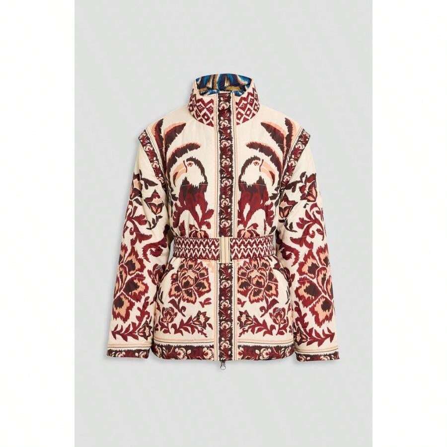 FARM Rio Reversible Belted Printed Shell Jacket | - Cream - View 1
