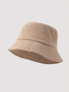 1pc Men's Fashion Corduroy Solid Color Bucket Hat, Suitable For Autumn/Winter Daily Outfits - A - View 8