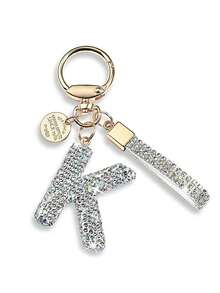 1 buc breloc nou cu 26 de litere cu stras, pandantiv personalizat drăguț, accesoriu pentru geantă de femei, breloc auto, breloc auto cu stras din aliaj, rucsac agățat decorare geantă cu suport de identificare accesorii auto brelocuri pentru geantă - Șampanie - Vizualizare 5