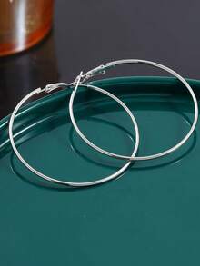 1 Pair Fashion White K-Plated Thick Hoop Earrings For Women