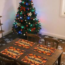 1pc/4pcs/6pcs/100pcs Autumn Thanksgiving Pumpkin Pattern Printed Placemats, Heat-Insulating Placemats, Suitable For Home Decoration, Holiday Dining, Kitchen And Party Decoration, Party Placemats, Can Be Given As Thanksgiving Gifts - Multicolor - View 5