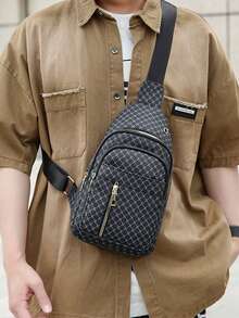 Men's Fashion Versatile Shoulder Sling Chest Bag, Crossbody Messenger Bag, College Style Small Backpack
