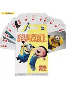 Minions 1 Set de 54 piezas de Cartas de Juego con Diseño de Minions, Juego de Cartas Portátil para Fiestas y Viajes, Entretenimiento Casual, Juego de Mesa para Reuniones Pequeñas y Cenas, Regalo para Amigos, Regalo de Vacaciones, Favor de Fiesta