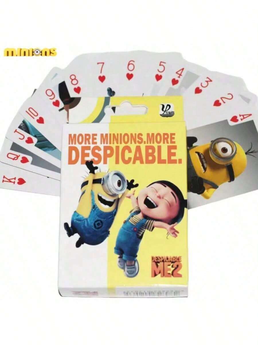 Minions 1 Set de 54 piezas de Cartas de Juego con Diseño de Minions, Juego de Cartas Portátil para Fiestas y Viajes, Entretenimiento Casual, Juego de Mesa para Reuniones Pequeñas y Cenas, Regalo para Amigos, Regalo de Vacaciones, Favor de Fiesta