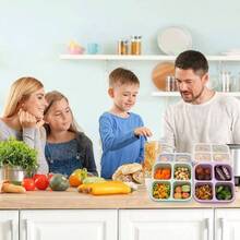 5 Paquete de Bento Caja de Almuerzo, 4 Compartimentos Contenedores de Aperitivos, Caja de Aperitivos Dividida, Contenedores de Almuerzo para Preparación de Comidas para Niños Pequeños y Adultos, Recipientes de Almacenamiento de Alimentos para la Escuela, el Trabajo y los Viajes - Paquete de 5 multicolor - Ver 2