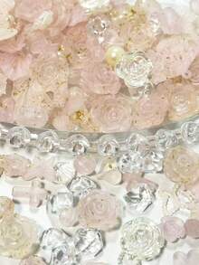 80pcs Small Glitter Starry Faux Pearl Rose Decor Mixed Colors Valentines