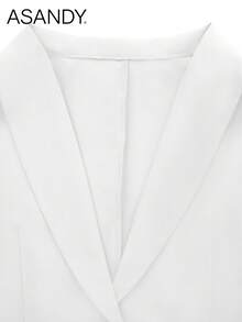 Women's Solid Color Single-Button Elegant Long Sleeve Blazer Spring - White 1 - View 7