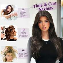 FESHFEN Clip-In Extensions, 50 Cm Wavy Clip-In Hair Extensions Blonde For Women, 5 Pieces, Natural Hair Extensions, Synthetic Hairpiece, Hair Extensions - 黑棕色 - 查看 2