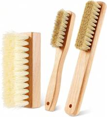 3 Pcs Wood Laundry Stain Brush Stain Remover Brushes With Boar Bristle Small Stain Brush For Clothes For Scrubbing Stains From Furniture Fabric Leather(3 Pcs A)