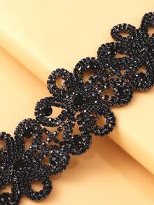 1pc Black Fashion Crystal Rhinestone Choker Necklace, Layered Necklace For Women - Black - View 5