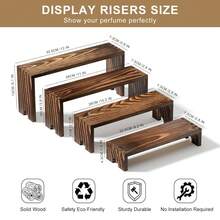 4 Set Large Wooden Tiered Riser Display Stands For Vendor Events,Stackable Perfume Organizer Cologne Stand For Men Women,Wooden Cupcake Dessert Stand,Wood Dessert Table Display Set,Food Display Risers For Party - Brown - View 8