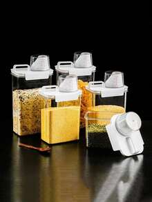 1 pièce Réservoir de stockage transparent en PET avec couvercle scellé, utilisé pour stocker les céréales et les articles divers, le stockage et le tri de la cuisine, la boîte de stockage pour aliments pour animaux de compagnie, la boîte de stockage multifonctionnelle, les décorations, la décoration de la maison, les cadeaux de Noël, les cadeaux pour la maison et la décoration de la chambre.