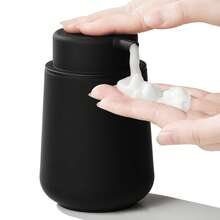 11 盎司哑光黑色泡沫皂液器 - 现代简约风格，适用于浴室和厨房台面，可再填充家居浴室装饰秋季装饰返校