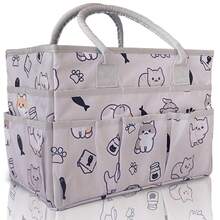 Small Blue Flower Oxford Cloth Tote Bag With Pockets And Handles, Suitable For Teachers, Officials, Artists, Travelers, Etc.