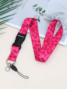 1pc Pink Leopard Breakaway Teacher Keychain Lanyard Set With Id Card Holder,Cute Neck Strap Lanyard For Keys,Credit Card,Pass,Phone Charm Accessories,With A Metal Key Ring,Great Gifts For Teachers,Students,Staff,The Best Teacher's Day Gift To Thank Your Teacher