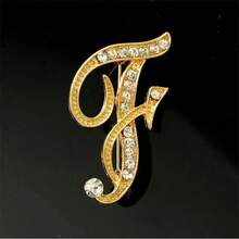 1pc A-H Letter Brooch, European-Style Rhinestone Pin, Alloy Material With Sparkling Gems, Ideal For Pairing With Suits, Shirts, Jackets, Dresses, Showcasing Elegance And Style Jewelry Costume Accessories Bag Charms Office Accessories Christmas Gift