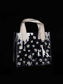 1 Stück PVC transparente Kunststoff Handtasche, Hochzeits-Geschenktasche, hochwertige kleine Gänseblümchen Geschenktasche für Süßigkeiten, geeignet für tägliche Festlichkeiten und Hochzeitsfeier Geschenkverpackung.