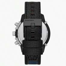 Diesel 1 Piece Diesel Griffed Chronograph Men's Watch – 48 Mm Black Stainless Steel Case, Black Sunray Dial With Stick Indexes, Black Leather Strap, 50 M Water-Resistant Statement Timepiece –DZ4572