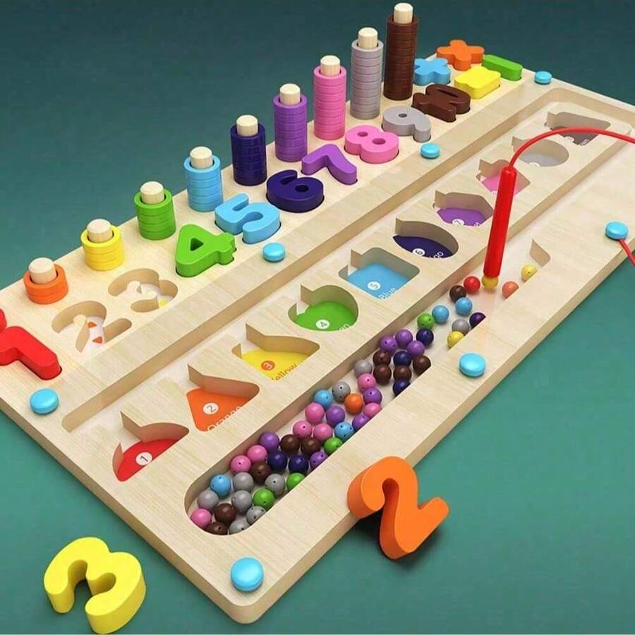Magnetic Color Number Maze, Suitable For Toddlers, Montessori Wooden Color Number Game - Fine Motor Skills Toy For 3-5 Years Old Boys And Girls - Multicolor - View 1