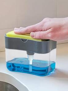 1pc Kitchen Soap Dispenser And 5pcs Sponge Holder, Soap Pump Dispenser With Sponge Rack, Plastic Dishwashing Liquid Squeezer Container, Kitchen Detergent Dispenser, Sink Accessories, Efficient Cleaning Tool Kitchen Items Kitchen Accessories Kitchen Tools