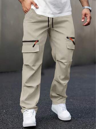 กางเกงขายาวทรงกระบอกสำหรับผู้ชายสำหรับฤดูใบไม้ร่วงและฤดูหนาว: กระเป๋าซิปขนาดใหญ่, ขอบเอวยางยืดพร้อมเชือกผูก, กระเป๋าเฉียง - เหมาะสำหรับการเดินป่า, ตกปลา, ตั้งแคมป์, ปีนเขา, กีฬา, ฟิตเนส, วิ่งและสวมใส่ลำลอง