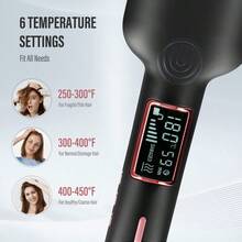 Extra Wide Plate Hair Straighteners For Women – 5cm Ceramic Coating, 6 Temp Settings, Fast Heating With Digital Display (Portable Small Size) - Black - View 6