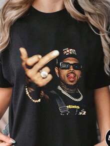 C.Hris Brown Vintage  Vintage Shirt, Cool Hip Hop Streetwear Graphic Tee – Urban Style H Comfort Tops - Black - View 6