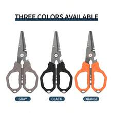 Tijeras de pesca profesionales de 6.4 pulgadas con hojas serradas duales, tijeras para línea de pesca trenzada con recubrimiento de titanio, agarre antideslizante y herramienta multifunción, incluye funda rígida moldeada con cierre, con abridor de botellas