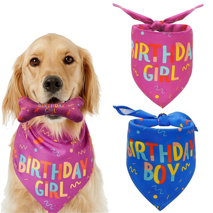 2 pezzi Bavaglini per cani per compleanno, accessori per cani, bavaglini per cani maschi per compleanno, sciarpa triangolare, adatto per cani di taglia media e piccola, forniture per feste di compleanno per animali domestici