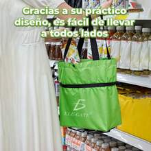 Carrito de Compras 2 en 1: Bolsa Plegable con Ruedas – 25 L de Capacidad - Verde - Ver 2