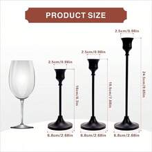 Candlestick Holders Set Of 3, Black Taper Candle Holders, Vintage Modern Decorative Centerpiece Table, Mantel, Wedding, Housewarming