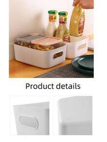 1 pièce de boîte de rangement blanche minimaliste avec des lignes lisses et une forme carrée nette, dotée d'une conception de poignée intégrée très conviviale. Fabriquée en plastique de haute qualité, elle est robuste et facile à nettoyer. Qu'il s'agisse de petits articles de beauté dans la chambre ou de bouteilles et bocaux d'assaisonnement dans la cuisine