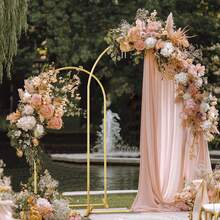 Tomnk [New Year Decor]2pcs Wedding Arch Backdrop Stand, Gold Metal Balloon Arch Stand 6FT, 7.2FT For Birthday Wedding, Outdoor Indoor Party Decoration, Christmas Decor - 金色 - 查看 5