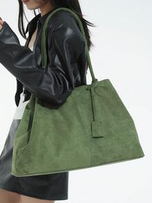 BAILEE Stylish, Minimalist, Solid Color, Matte PU Leather Dumpling Bag/Tote Bag With Foldable Magnetic Closure. Perfect For Outfits And As A Gift Option. - Multicolor - View 8
