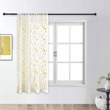 Perdele transparente cu broderie botanică / Perdea transparentă albă simplă cu buzunar / Perdele din voal semi-transparente cu aspect de in, model floral de viță de vie brodate / Pentru dormitor, sufragerie, decor de toamnă, decor de toamnă, decor cameră - Galben - Vizualizare 15