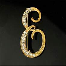 1pc A-H Letter Brooch, European-Style Rhinestone Pin, Alloy Material With Sparkling Gems, Ideal For Pairing With Suits, Shirts, Jackets, Dresses, Showcasing Elegance And Style Jewelry Costume Accessories Bag Charms Office Accessories Christmas Gift