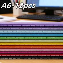 Bộ 6/12 cuốn sổ tay nhỏ A6/A5 màu trơn, sổ ghi nhớ tối giản, giấy bên trong khâu chỉ màu cầu vồng, phù hợp cho học sinh hoặc nhân viên văn phòng, kích thước nhỏ A6, tiện mang theo, 30 tờ/60 trang. - Nhiều màu - Xem 11