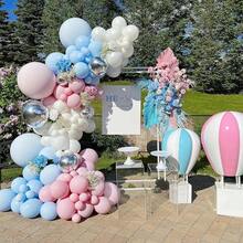 Juego de Globos para Decoraciones de Fiesta,60 globos rojos, negros y dorados para Propuesta, Boda, Cumpleaños, Aniversario etc., set de globos ideal para decoraciones de navidad y Christmas, fiestas de Año Nuevo, eventos románticos, mesas de dulces, fondos para fotos y ambientación elegante del hogar - Azul Claro - 95 piezas - Ver 6