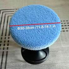 1pc Solid Color Thickened Teddy Plush Round Stool/Chair Cover, For Bar, Beauty Salon, Swivel Lift Chair - Multicolor - View 16