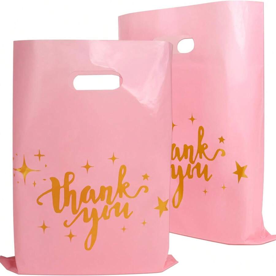 粉色塑料感谢袋/糖果袋,适用于精品店、零售店、礼品袋、服装袋、派对礼品袋,也适用于生日、婚礼、情人节、斋月节、圣诞节、万圣节和婴儿派对等场合。 - 星星款 粉紅色 - 查看 1