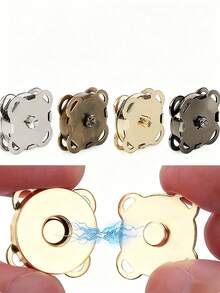 Hand-Sewn Plum Blossom Magnetic Buckle, Diy Concealed Magnetic Buckle For Luggage, Coats, And Bags, Invisible Mother-And-Child Magnetic Buttons, Magnetic Snaps, Invisible Metal Sewn Buttons, Lock Buckles. Suitable For Wallets, Bags, Clothing, Crafts, And Diy Accessories.